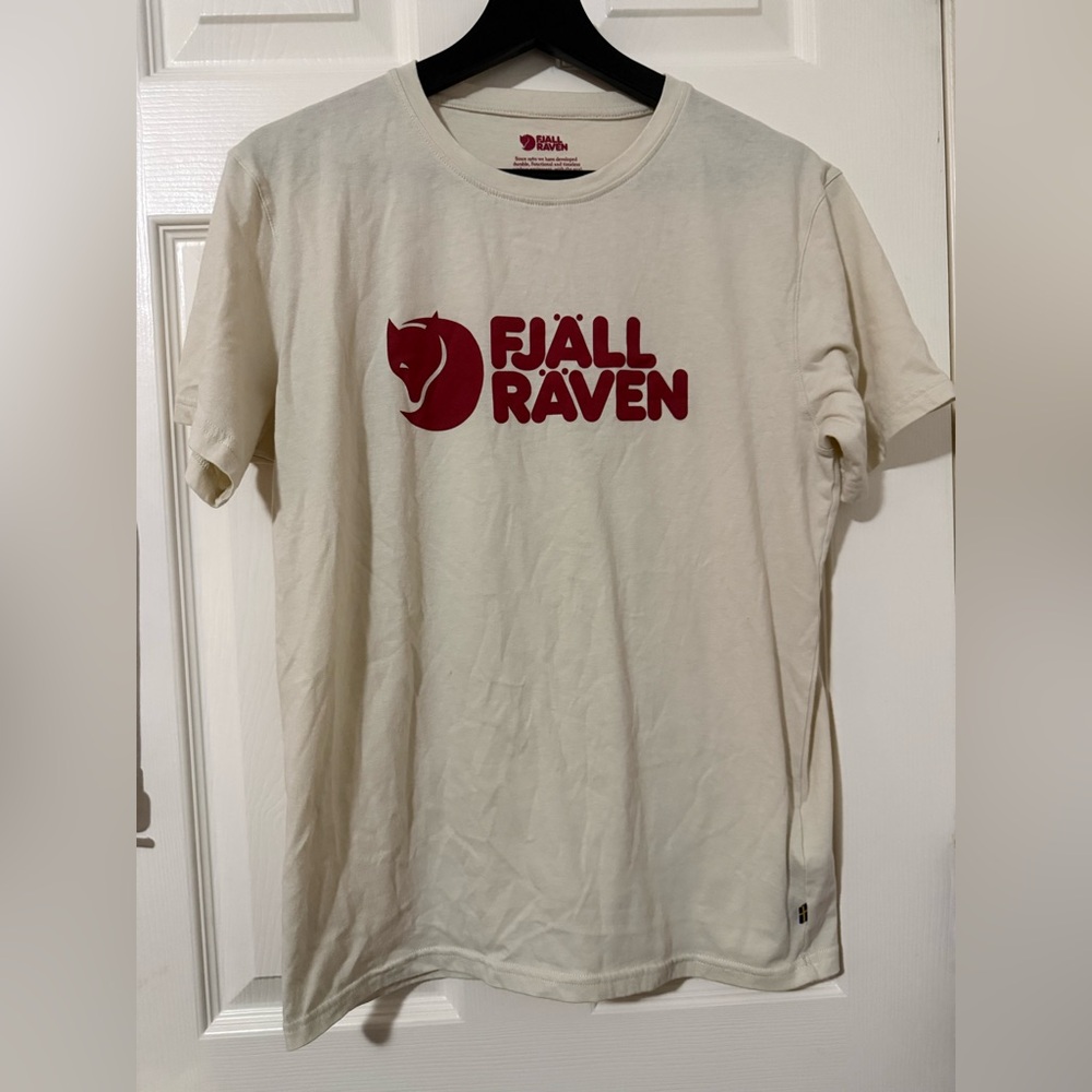Fjallraven Cream and Red Short Sleeve Tee